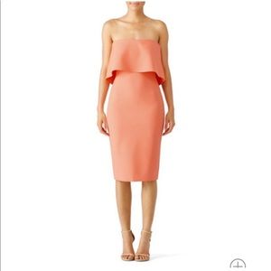 NWT - LIKELY peach strapless midi dress